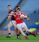 23 April 2011; Dessie Finniegan, Louth, in action against David Glennon, left, and Paul Greville, Westmeath. Allianz GAA Football Division 3 Final, Louth v Westmeath, Croke Park, Dublin. Picture credit: Ray McManus / SPORTSFILE