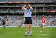 24 April 2011; Dean Kelly, Dublin, shows his disappointment after a missed scoring opportunity during the second half. Allianz Football League Division 1 Final, Dublin v Cork, Croke Park, Dublin. Picture credit: Stephen McCarthy / SPORTSFILE