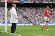 24 April 2011; Donncha O'Connor, Cork, with umpire Pat McEnaney after Dublin goalkeeper Stephen Cluxton prevented a Cork opportunity on goal. Allianz Football League Division 1 Final, Dublin v Cork, Croke Park, Dublin. Picture credit: Stephen McCarthy / SPORTSFILE