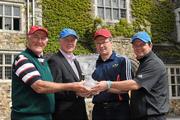 26 April 2011; In attendance at the Launch of the 12th Annual All-Ireland GAA Golf Challenge are, from left, former Kilkenny hurler Eddie Keher, former Dublin footballer Barney Rock, Cork hurling manager Denis Walsh and Waterford hurling manager Davy Fitzgerald. Waterford Castle Golf Club, Waterford. Picture credit: Matt Browne / SPORTSFILE