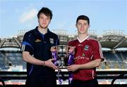 27 April 2011; The Captain's photocall ahead of the Cadbury GAA Football U21 All Ireland Final between Galway and Cavan took place in Croke Park. This is Cadbury Ireland's seventh year as sponsor of the Cadbury GAA football U21 Championship and it continues to go from strength to strength. Cadbury are calling on all Galway and Cavan fans to show their support for their county by heading to Croke Park on Sunday 1st May at 2pm. For more information visit www.cadburygaau21.com. At the photocall are team captains Gearóid McKiernan, Cavan, left, and Colin Forde, Galway. Cadbury GAA All-Ireland Football U21 Championship Final - Captain's Photocall, Croke Park, Dublin. Picture credit: Brian Lawless / SPORTSFILE