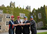 26 April 2011; Pictured at the launch of the 12th Annual All-Ireland GAA Golf Challenge are from left, Cork hurling manager Denis Walsh, former Dublin footballer Barney Rock, Ciaran Gardiner, General Manager Waterford Castle Hotel & Golf Resort, and Waterford hurling manager Davy Fitzgerald. Waterford Castle Golf Club, Waterford. Picture credit: Matt Browne / SPORTSFILE