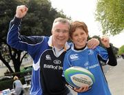 30 April 2011; Leinster supporters Ian and Alex Kelly, from Terenure, Dublin, at the game. Heineken Cup Semi-Final, Leinster v Toulouse, Aviva Stadium, Lansdowne Road, Dublin. Picture credit: Oliver McVeigh / SPORTSFILE