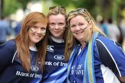 30 April 2011; Leinster supporters, from left, Amy Whittle, Caroline Whittle and Carmel Doyle, from Baltinglass, Co. Wicklow, at the game. Heineken Cup Semi-Final, Leinster v Toulouse, Aviva Stadium, Lansdowne Road, Dublin. Picture credit: Stephen McCarthy / SPORTSFILE