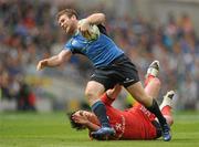 30 April 2011; Gordon D'Arcy, Leinster, is tackled by Louis Picamoles, Toulouse. Heineken Cup Semi-Final, Leinster v Toulouse, Aviva Stadium, Lansdowne Road, Dublin. Picture credit: Stephen McCarthy / SPORTSFILE
