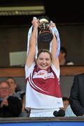 30 April 2011; Westmeath captain Elaine Finn celebrates at the end of the game. Bord Gais Energy National Football League Division Four Final, Westmeath v Roscommon, Cusack Park, Ennis, Co. Clare. Picture credit: David Maher / SPORTSFILE