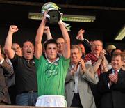 30 April 2011; Limerick captain Gavin O'Mahoney lifts the cup. Allianz Hurling League Division 2 Final, Clare v Limerick, Cusack Park, Ennis, Co. Clare. Picture credit: David Maher / SPORTSFILE