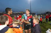 5 January 2002; Man of the match Jim Williams of Munster shakes hands with Dan Luger of Harlequins following the Heineken Cup Pool 4 Round 5 match between Munster and Harlequins at Thomond Park in Limerick. Photo by Matt Browne/Sportsfile