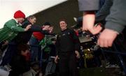 15 January 2002; Ronan O'Gara makes his way onto the pitch prior to a Ireland Rugby squad training session and press conference at Thomond Park in Limerick. Photo by Brendan Moran/Sportsfile