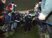 15 January 2002; Head Coach Eddie O'Sullivan makes his way onto the pitch prior to a Ireland Rugby squad training session and press conference at Thomond Park in Limerick. Photo by Brendan Moran/Sportsfile