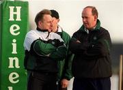 15 January 2002; Head Coach Eddie O'Sullivan, left, with Assistant Coach Declan Kidney during a Ireland Rugby squad training session and press conference at Thomond Park in Limerick. Photo by Brendan Moran/Sportsfile