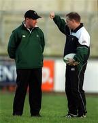 15 January 2002; Head Coach Eddie O'Sullivan, right, with Defensive Coach Mike Ford during a Ireland Rugby squad training session and press conference at Thomond Park in Limerick. Photo by Brendan Moran/Sportsfile