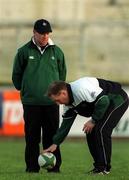 15 January 2002; Head Coach Eddie O'Sullivan, right, with Defensive Coach Mike Ford during a Ireland Rugby squad training session and press conference at Thomond Park in Limerick. Photo by Brendan Moran/Sportsfile