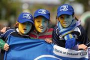 30 April 2011; Leinster supporters, from left, Conaill, Thea and Hannah, from Blackrock, Dublin, at the game. Heineken Cup Semi-Final, Leinster v Toulouse, Aviva Stadium, Lansdowne Road, Dublin. Picture credit: Stephen McCarthy / SPORTSFILE