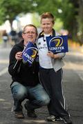 30 April 2011; Leinster supporters Paddy Lennon with Seb, age 8, from Duleek, Co. Meath, at the game. Heineken Cup Semi-Final, Leinster v Toulouse, Aviva Stadium, Lansdowne Road, Dublin. Picture credit: Stephen McCarthy / SPORTSFILE