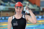 1 May 2011; Sycerika McMahon, from Leander Swim Club, Belfast, with her nine gold medals that she won at the Irish National Long Course Swimming Championships 2011. National Aquatic Centre, Abbotstown, Co. Dublin. Picture credit: Matt Browne / SPORTSFILE