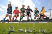 3 May 2011; At Parnell Park today ahead of the Bord Gáis Energy Ladies NFL Division 1 Final are captains, from left to right, Aisling Quigley, Laois, Amy O’Shea, Cork captain, Grainne Nulty, Meath, Cliodhna O'Connor, Dublin, Tara Hughes, Fermanagh, and Niamh Keane, Clare. All three Bord Gáis Energy Ladies NFL Finals will be held in Parnell Park on Saturday, 7th May and all three finals will be broadcast live on TG4. In the Division 3 final Fermanagh take on Clare at 1.45pm. In the Division 2 final at 3.30pm Dublin take on Meath, while at 5.15pm in the Division 1 final Cork take on Laois. Bord Gáis Energy Ladies National Football League Captain's Day, Parnell Park, Dublin. Picture credit: David Maher / SPORTSFILE