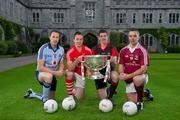 4 May 2011; At the launch of the 2011 GAA Football All-Ireland Senior Championship in University College Cork, are, from left, Barry Cahill, Dublin, Paul Kerrigan, Cork, Brendan McVeigh, Down and Padraic Joyce, Galway. Launch of 2011 GAA Football All-Ireland Championship, UCC, Cork. Picture credit: Brendan Moran / SPORTSFILE