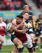 10 December 2016; Charles Piutau of Ulster is tackled by David Strettle of ASM Clermont Auvergne during the European Rugby Champions Cup Pool 5 Round 3 match between Ulster and ASM Clermont Auvergne at the Kingspan Stadium in Belfast. Photo by Oliver McVeigh/Sportsfile