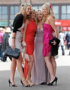 7 May 2011; From left, Linda Mackessy, Louise Warren, Paerl Hughes and Michelle Kelly, all from Dublin, at the Punchestown Irish National Hunt Festival 2011, Punchestown, Co. Kildare. Picture credit: Matt Browne / SPORTSFILE