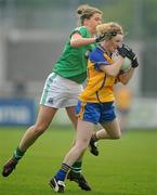 7 May 2011; Claire Hester, Clare, in action against Lynn McFrederick, Fermanagh. Bord Gais Energy National Football League Division Three Final, Fermanagh v Clare, Parnell Park, Donnycarney, Dublin. Picture credit: Stephen McCarthy / SPORTSFILE