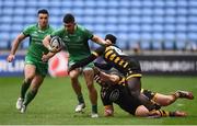 11 December 2016; Tiernan O’Halloran of Connacht is tackled by Marty Moore and Christian Wade of Wasps during the European Rugby Champions Cup Pool 2 Round 3 match between Wasps and Connacht at the Ricoh Arena in Coventry, England. Photo by Stephen McCarthy/Sportsfile