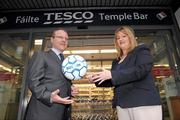 9 May 2011; John Prendergast, Head of Local Trade and Marketing, and Maureen King, Chairperson of Dublin Ladies Gaelic Football at the sponsorship announcement between Tesco and Dublin Ladies Gaelic Football for their Club Championships. Tesco Temple Bar, Fleet Street, Dublin. Photo by Sportsfile