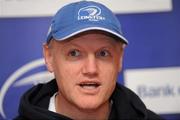 11 May 2011; Leinster head coach Joe Schmidt speaking to the media during a press conference ahead of their Heineken Cup Final against Northampton Saints on Saturday the 21st of May. Leinster Rugby Press Conference, David Lloyd Riverview, Clonskeagh, Dublin. Picture credit: Barry Cregg / SPORTSFILE