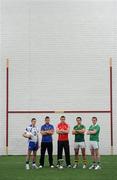 16 May 2011; Footballers, from left, Tony Grey, Waterford, Barry Grogan, Tipperary, Graham Canty, Cork, Aidan O'Mahony, Kerry, and Barry Fitzpatrick, Limerick, at the launch of the 2011 Munster GAA Senior Football Championship. Mallow GAA Complex, Mallow, Co. Cork. Picture credit: Stephen McCarthy / SPORTSFILE