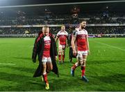18 December 2016; Luke Marshall, left, and Stuart McCloskey of Ulster during the European Rugby Champions Cup Pool 5 Round 4 match between ASM Clermont Auvergne and Ulster at Stade Marcel-Michelin in Clermont-Ferrand, France. Photo by Ramsey Cardy/Sportsfile