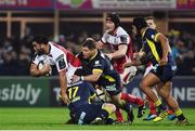 18 December 2016; Rodney Ah You of Ulster is tackled by Thomas Domingox of ASM Clermont Auvergne during the European Rugby Champions Cup Pool 5 Round 4 match between ASM Clermont Auvergne and Ulster at Stade Marcel-Michelin in Clermont-Ferrand, France. Photo by Ramsey Cardy/Sportsfile