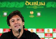 17 May 2011; SC Braga head coach Domingos Paciencia speaking during a press conference ahead of the UEFA Europa League Final against FC Porto on Wednesday. SC Braga Press Conference, Dublin Arena, Lansdowne Road, Dublin. Picture credit: Handout / UEFA / via SPORTSFILE