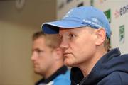 19 May 2011; Leinster head coach Joe Schmidt speaking to the media ahead of their Heineken Cup Final match against Northampton Saints on Saturday. Leinster Press Briefing, Blue Room, David Lloyd Riverview , Clonskeagh, Dublin. Picture credit: Matt Browne / SPORTSFILE