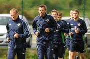 23 May 2011; Northern Ireland's, from left, Warren Feeney, Gareth McAuley, Steve Davis, Niall McGinn and Josh McQuoid during squad training ahead of their side's upcoming Carling Four Nations Tournament game against Republic of Ireland on Tuesday. Northern Ireland Squad Training, Wayside Celtic FC, Jackson Park, Kilternan, Co. Dublin. Picture credit: Oliver McVeigh / SPORTSFILE