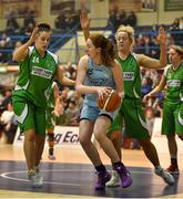 7 January 2017; Aoife McDermott of DCU Mercy in action against Karen Mealey, left, and Ailbhe O'Connor of Courtyard Liffey Celtics during the Hula Hoops Women's National Cup semi-final match between DCU Mercy and Courtyard Liffey Celtics at the Neptune Stadium in Cork. Photo by Brendan Moran/Sportsfile