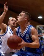 25 January 2002; Mike Keohane of Waterford Crystal in action against Scott Summersgill of SX3 Star during the ESB Men's National Cup semi-final between Waterford Crystal and SX3 Star at the ESB Arena in Tallaght, Dublin. Photo by Brian Lawless/Sportsfile