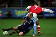 3 February 2002; Paul Doolan of UCD in action against Paul Osam St Patrick Athletic during the Eircom League Premier Division match between UCD and St Patrick's Athletic at Belfield Park in UCD, Dublin. Photo by Pat Murphy/Sportsfile