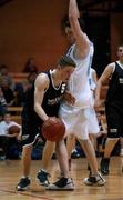 4 February 2002; Simon Flynn of Belvedere in action against Eoin McDermott of CBS Naas during the Bank of Ireland Schools Cup U-16 B Final between Belvedere College, Dublin and CBS Naas, Kildare at ESB Arena in Tallaght, Dublin. Basketball. Photo by Brendan Moran/Sportsfile