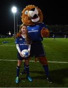 6 January 2017; Leinster match day mascot Rebecca Bowden, from Rathfarnham, Dublin, with Leo The Lion at the Guinness PRO12 Round 13 match between Leinster v Zebre at the RDS Arena in Ballsbridge, Dublin.  Photo by Stephen McCarthy/Sportsfile