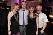 30 May 2011; Pictured at the 2011 Cadbury Hero of the Future Award's ceremony are, from left, Kelly Keane, Sean Gaul, Gemma Gaul and John Gaul, from Wexford. Sean Gaul was one of 14 shortlisted players who excelled throughout the 2011 Cadbury GAA U21 Football Championship. The 2011 Cadbury Hero of the Future Award was won by Thomas Flynn from Galway. All nominees can be seen on www.cadburygaau21.com Past winners, Rory O’Carroll from Dublin, Colm O’Neill and Fintan Goold from Cork, Killian Young from Kerry and Keith Higgins from Mayo have gone on to represent their Counties at Senior level. 2011 Cadbury Hero of the Future Awards, Croke Park, Dublin. Picture credit: Pat Murphy / SPORTSFILE