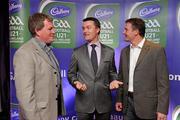 30 May 2011; Pictured with Shane Guest, Cadbury Ireland, are Terry Hyland, Cavan U21 manager, left, and Alan Mulholland, Galway U21 manager, at the 2011 Cadbury Hero of the Future Award was won by Thomas Flynn from Galway. All nominees can be seen on www.cadburygaau21.com Past winners, Rory O’Carroll from Dublin, Colm O’Neill and Fintan Goold from Cork, Killian Young from Kerry and Keith Higgins from Mayo have gone on to represent their Counties at Senior level. 2011 Cadbury Hero of the Future Awards, Croke Park, Dublin. Picture credit: Pat Murphy / SPORTSFILE