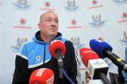 1 June 2011; Dublin manager Pat Gilroy during a senior football team press conference ahead of their upcoming Leinster GAA Football Senior Championship Quarter-Final against Laois on Sunday. Dublin Senior Football Team Press Conference, DCU, St Clare's, Ballymun, Dublin. Picture credit: Brian Lawless / SPORTSFILE