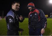 11 January 2017; Cork trainer and former Laois footballer Billy Sheehan  with referee Rory Hickey before the the McGrath Cup Round 1 match between Tipperary and Cork at Templetuohy, Co. Tipperary.  Photo by Matt Browne/Sportsfile