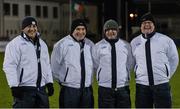 11 January 2017; Umpires, from left, Gerry Johnston, Grahm Daly, Alan McKnight and Johnny Dywer, all from Offaly, prior to the Bord na Mona O'Byrne Cup Group 1 Round 2 match between Dublin and UCD at Parnell Park in Dublin. Photo by Piaras Ó Mídheach/Sportsfile