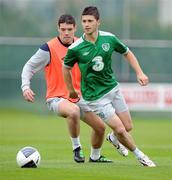 2 June 2011; Republic of Ireland's Shane Long, right, and Darren O'Dea in action during squad training ahead of their upcoming EURO2012 Championship Qualifier against Macedonia on Saturday. Republic of Ireland Squad Training, Gannon Park, Malahide, Co. Dublin. Picture credit: Matt Browne / SPORTSFILE