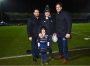 13 January 2017; Matchday mascot Niall Finn, from Garristown, Dublin, with Leinster's Dave Kearney and Mike McCarthy ahead of the European Rugby Champions Cup Pool 4 Round 5 match between Leinster and Montpellier at the RDS Arena in Dublin. Photo by Stephen McCarthy/Sportsfile