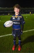 13 January 2017; Matchday mascot Andrew Tierney ahead of the European Rugby Champions Cup Pool 4 Round 5 match between Leinster and Montpellier at the RDS Arena in Dublin. Photo by Stephen McCarthy/Sportsfile