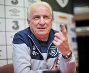 3 June 2011; Republic of Ireland manager Giovanni Trapattoni during a press conference following last night's EURO2012 Championship Qualifier against Macedonia. Republic of Ireland Press Conference, Gannon Park, Malahide, Co. Dublin. Picture credit: David Maher / SPORTSFILE