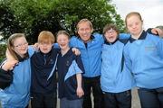 7 June 2011; Olympic Gymnastics Champion Bart Conner shared some training tips with Special Olympics athletes ahead of the 2011 Special Olympics World Summer Games in Athens. The games will take place the 25th June - 4th July. Pictured with Bart Conner are Special Olympics gymnasts, from left, Miriam Quinn, from Monkstown, Ben O'Callaghan, from Sandycove, Clara Keogan, from Ballsbridge, Laura Rumball, from Dun Laoghaire, who is a member of Team Ireland for the World Games, and Tara Leech, from Blackrock. St Stephen's Green, Dublin. Picture credit: Brian Lawless / SPORTSFILE