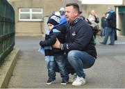 15 January 2017; Dublin supporter David Field with his son James, age 3, from Raheny, before the Bord na Mona Walsh Cup Group 1 Round 3 match between Wexford and Dublin at St Patrick's Park in Enniscorthy, Co Wexford. Photo by Matt Browne/Sportsfile